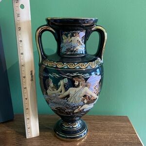 KE Keramos Strigos Vintage 24k Gold and Ceramic Vase